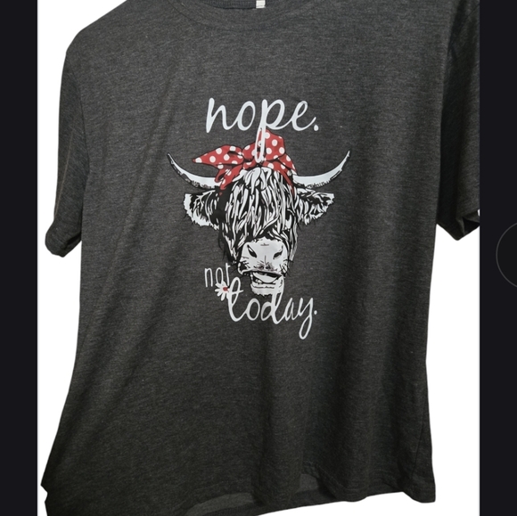 NWOT Nope not Today Cow T-Shirt sz L, Gray - Picture 1 of 1